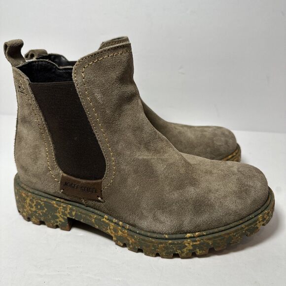 Josef Seibel Brown Suede Chelsea Boots Size EU 36 US 5.5-6 Camoflauge Sole - Picture 2 of 12
